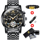 OLEVS Mechanische Herrenuhren, Automatik, Edelstahl, Wasserdicht, Datum, Woche, Grün, Mode, Klassische Armbanduhren 6607