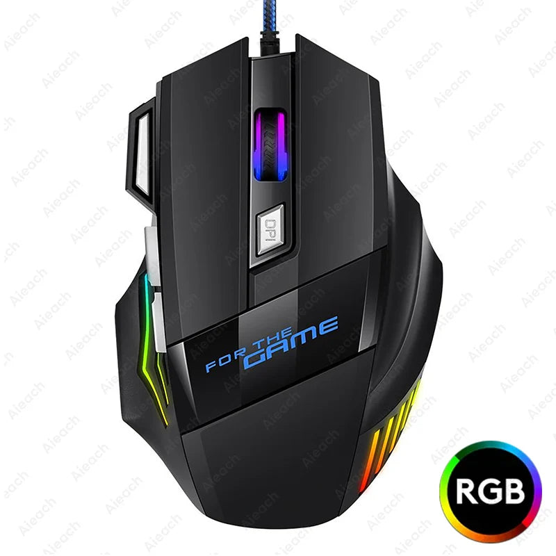 Esports Gaming Mouse 3200 DPI 7 Keys Game Mouse RGB Backlit Ergonomic Wired Game Mouse For Computer PC Laptop Accessories Mice