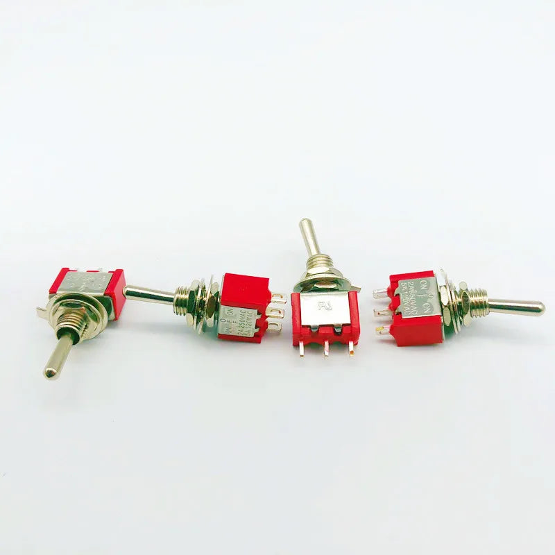 1/5 PCS,Red Mini 3Pin 6mm 2/3 position,Self-Resetting Toggle Switches ON-(ON)DPDT,Toggle Switches 6A/125V 3A/250V AC MTS-112