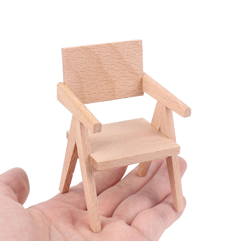 1:12 Dollhouse Miniature European Dining Table Chair Bench Armchair Model Furniture Accessories For Doll House Decor Kids Toys