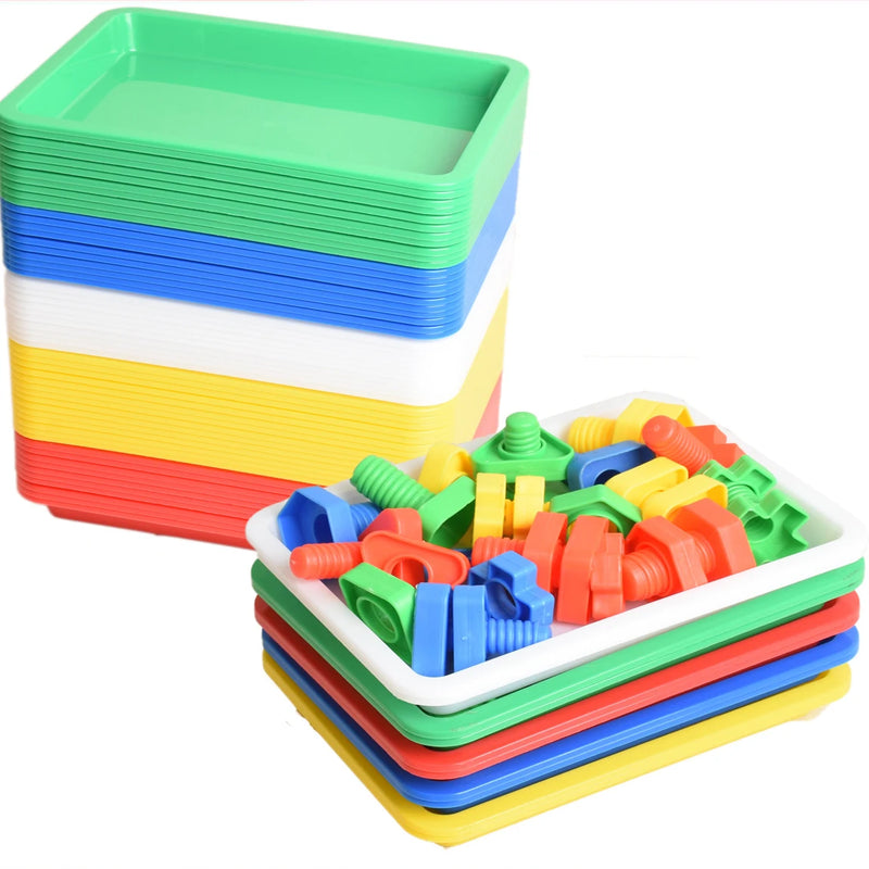 Plastic Square Tray Strong Color Cutlery Tray Serving Tray  Flat Tray Coffee Tea Serving Holder Activity Tray Organizer