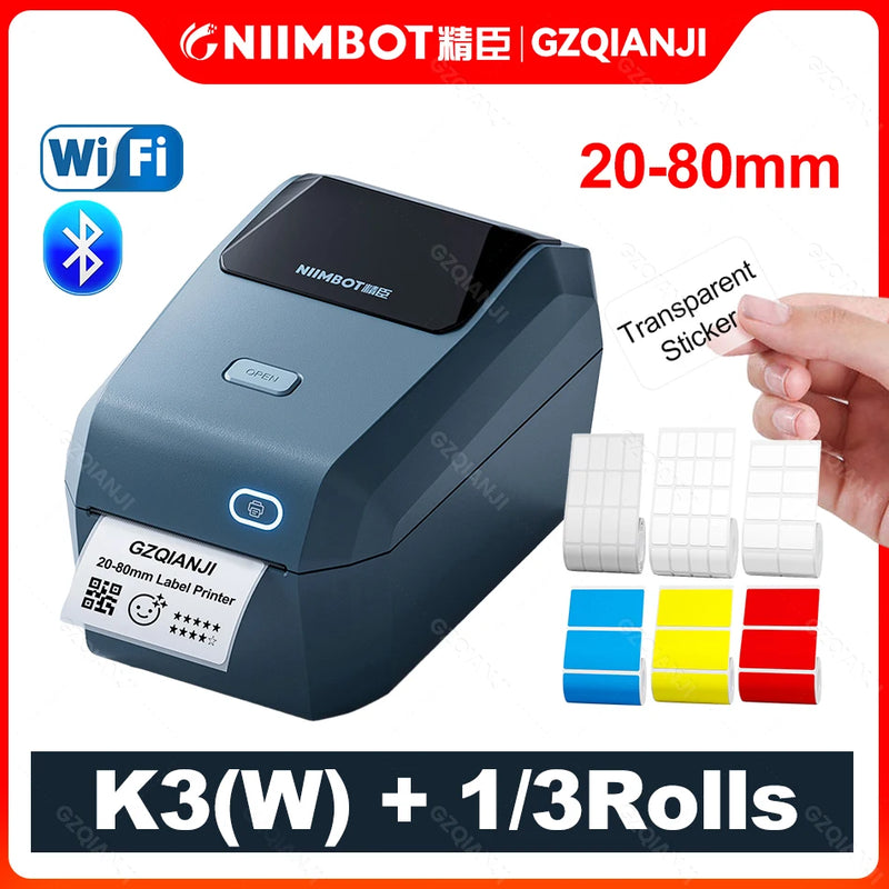 Niimbot K3 USB Desktop Label Printer Wireless Bluetooth Wifi 3 inch Thermal Maker Shipping Barcode Sticker Labeling Machine 80mm