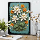 Vibrant Floral Wall Art Plaque - 2D Metal Sign with Lotus Flower Design, 8x12 Inches for Indoor/Outdoor Home & Garden Decor