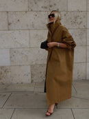 The Vilanelle | Oversized Long Trench Coat with Stand Collar