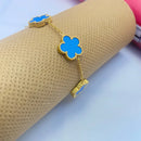 Adjustable Stainless Steel Bracelet Double Sided Bracelets Five Leaf Petals Flower Gold Plated Clover Women Fashion Jewelry