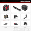 YEVOLT YVGLL4XS12 Series Green Laser Level 3-Plane 12-Line Self-leveling 360 3D Horizontal & Vertical 3.6V 3Ah Power Tools