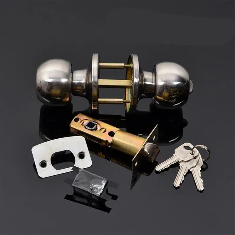 Round Ball Privacy Door Knob Set Bathroom Handle Lock With Key For Home Door Lock Hardware Supplies