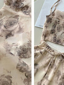 Minikleider Damen Vintage Floral Temperament Hohl Sommer Französischer Stil Ästhetische Party Schicke Streetwear Zarte Ärmellos Casual
