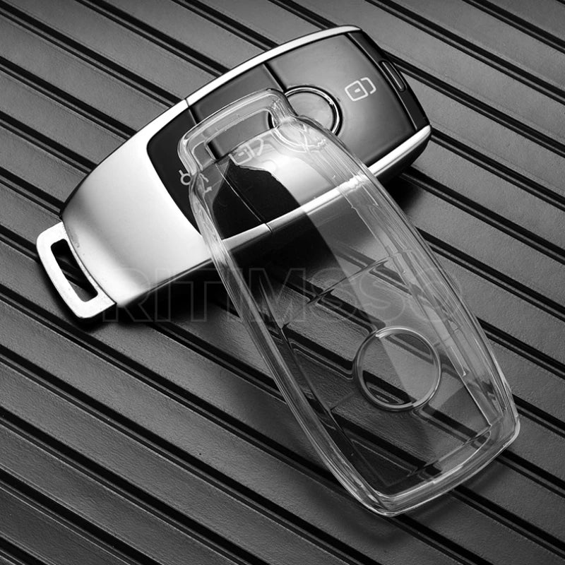 Transparent TPU Car Key Case Cover for Mercedes Benz E C S GLC Class E200 E400 E63 W213 S550 S560 C260 A200 Key Shell Protector