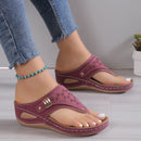 Large Size Casual Sandals Women Summer New Thick Sole Clip-toe Hollowed Ladies Slides Flip Flops Wedge Heel Solid Color Slippers
