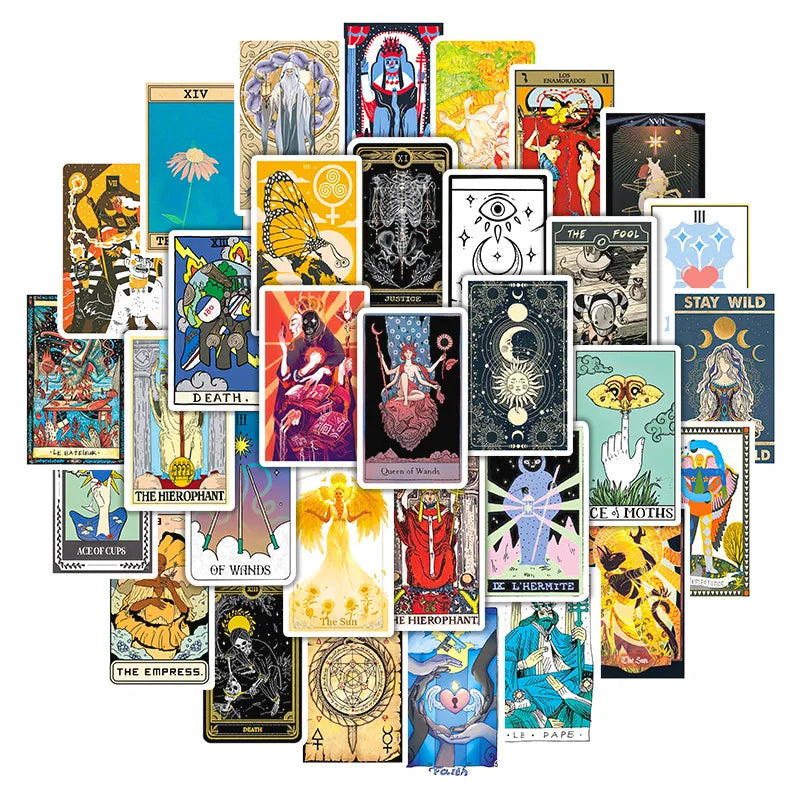 50/60/100Pcs Tarot Card Fortune-telling Doodle Sticker Collection DIY Toy Luggage Laptop Skateboard Pegatinas Decals Stickers