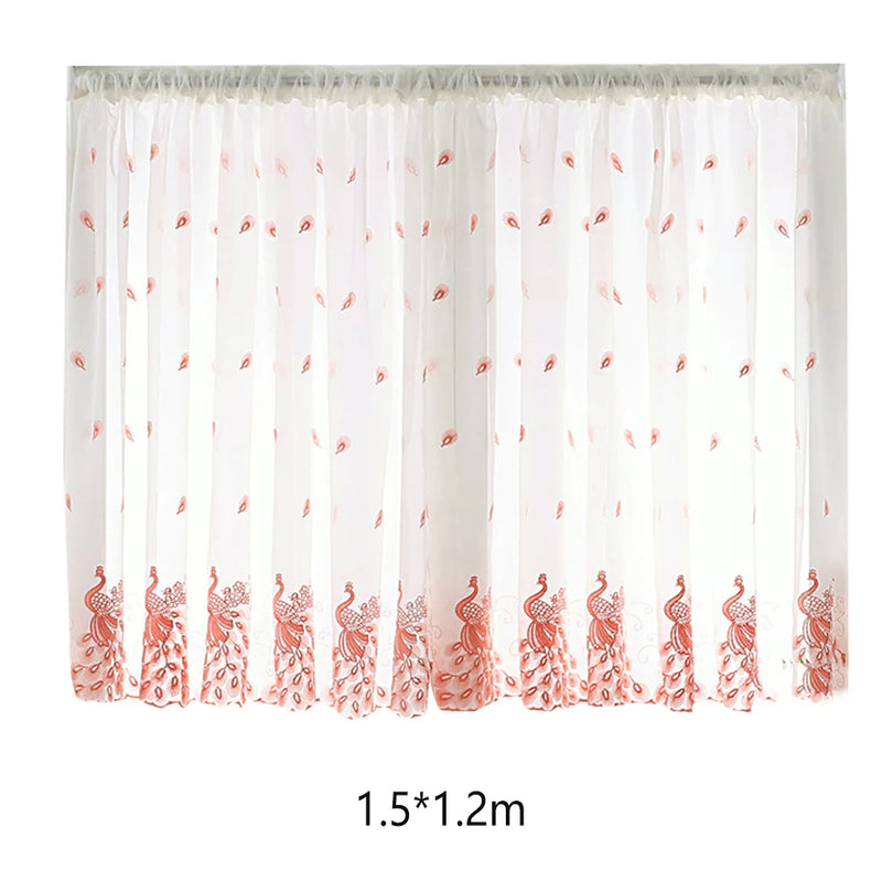 Window Sheer Curtains Rooms Decorations Living Room Bedroom Study Embroidered Craft Curtain Drapes  Coffee 1*1.2m