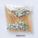 100Pcs 12Cm Disposable Party Tableware Fruit Dessert Sticks Bamboo Skewers Buffet Cupcake Decoration Wedding Supplies