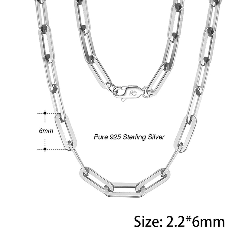 ORSA JEWELS 6mm 9mm 12mm Sizes Paperclip Link Chain Necklace 925 Sterling Silver 14k Gold Chain Man Woman Necklaces as Gift SC39
