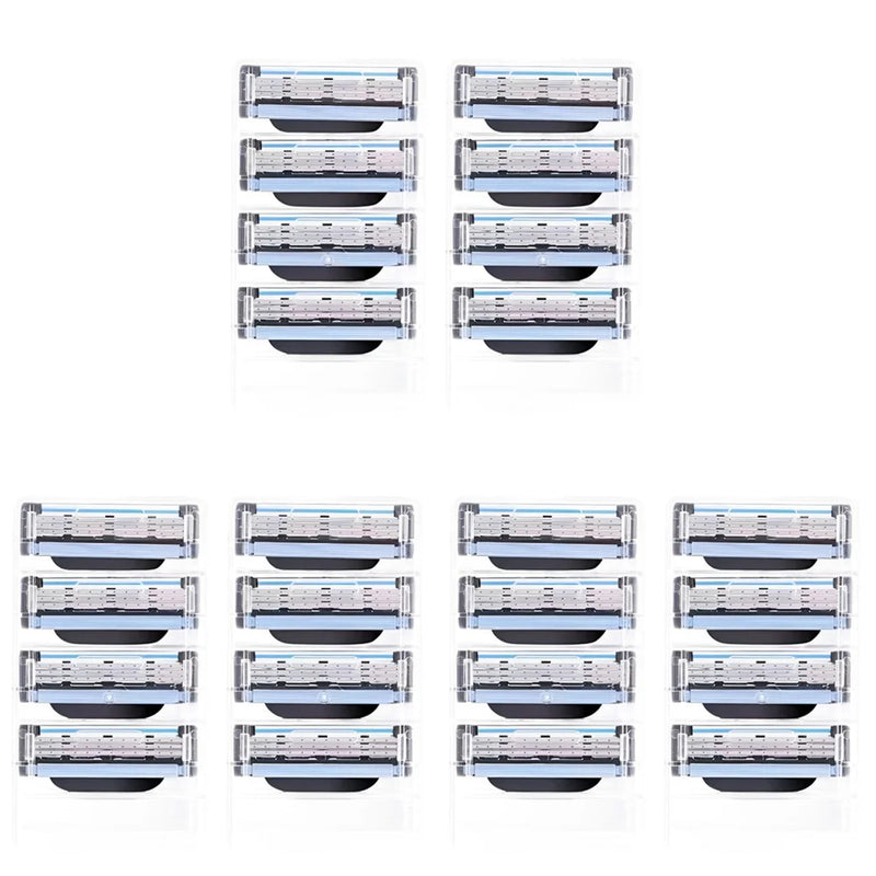 8-48pcs Stainless Steel Shaver Cutting Head 3 Layer Safety Razor for Gillette Mach 3 Replacement Refills Manual Razor Blades Gif