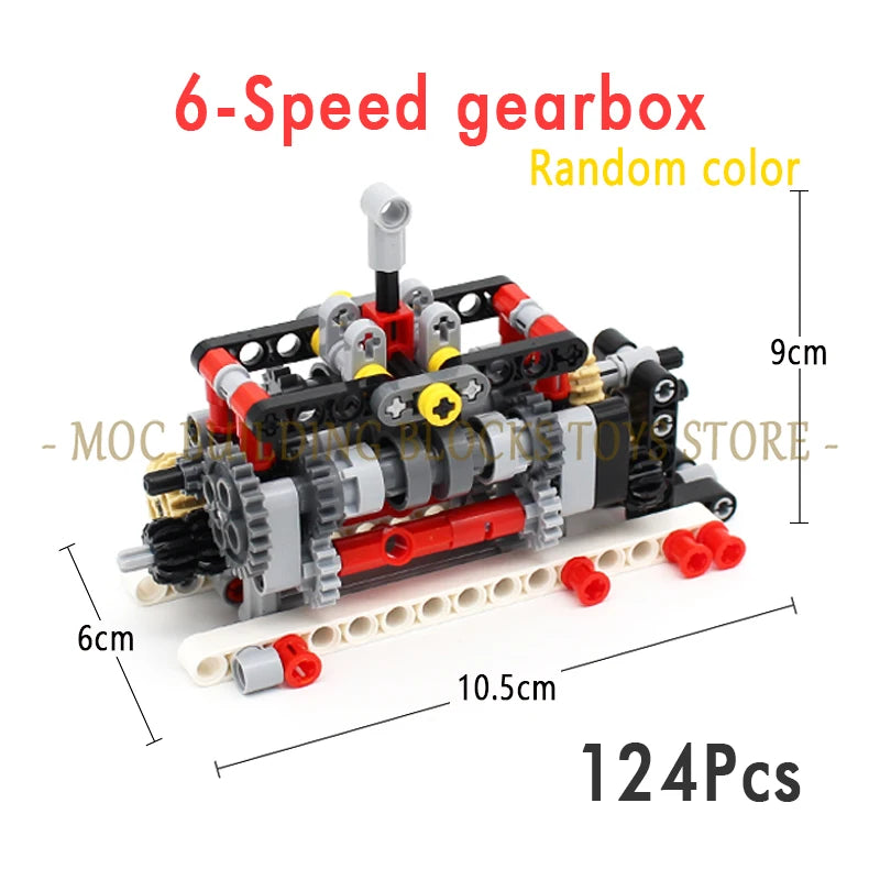 MOC Technology Building Blocks Bricks Power Functions Automotive Speed Gearbox Engine Transmission Machinery DIY Assembling Toys