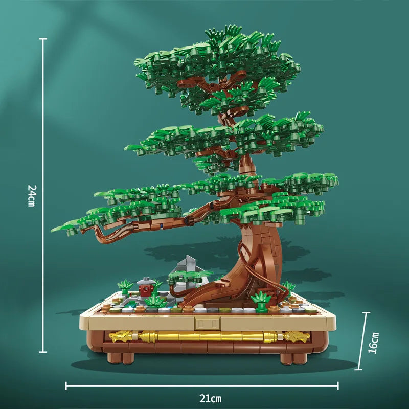 Pine Tree Bonsai Block DIY Moc Mini Potted Plant  Building Brick Toy Home Decor