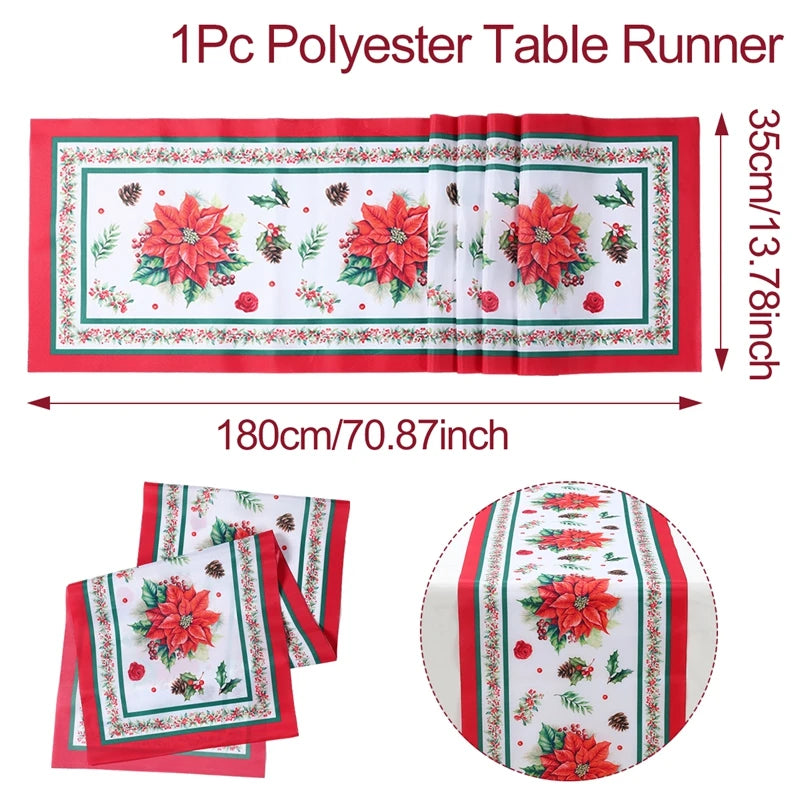 Christmas Table Runner Merry Christmas Decorations for Home 2024 Table Runner Xmas Ornaments Navidad Natal New Year Gift 2025