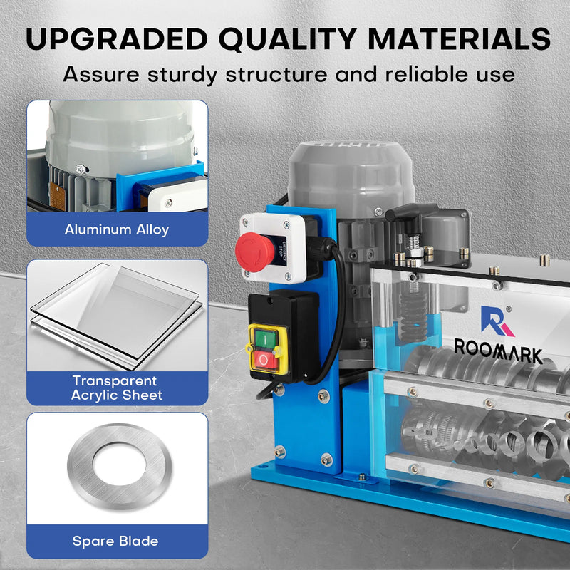 ROOMARK Electric Wire Stripping Machine 0.06''-1.5'', 60/370 W Automatic Cable Stripper 75 Feet/Min for Scrap Copper Recycling