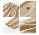 2026 Fall New Toddler Kids Pants Cotton Cartoon Embroidered Harem Pants Baby Boy Casual Striped Denim Baggy Trousers