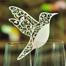 50pcs/set Wedding Table Decoration Place Cards Laser Cut Bird Heart Floral Wine Glass Place Cards For Party Decoration