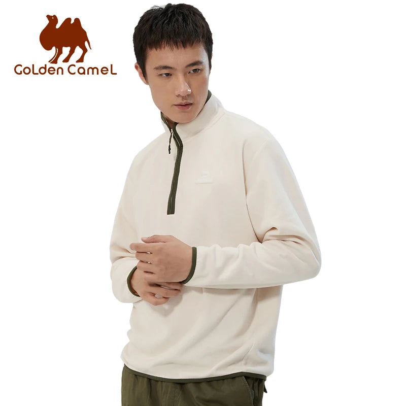 GOLDEN CAMEL Men's Outdoor Fleece Jacket 2023 Autumn Comfortable Stand-up Collar Top Warm Long-sleeved Shirts for Women Sweater