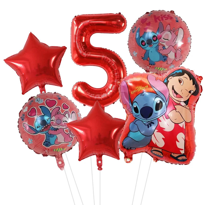6pcs Disney Lilo & Stitch Party Balloons Stitch 32" Number Balloon set Baby Shower Birthday Party Decorations Kids Toy Gifts