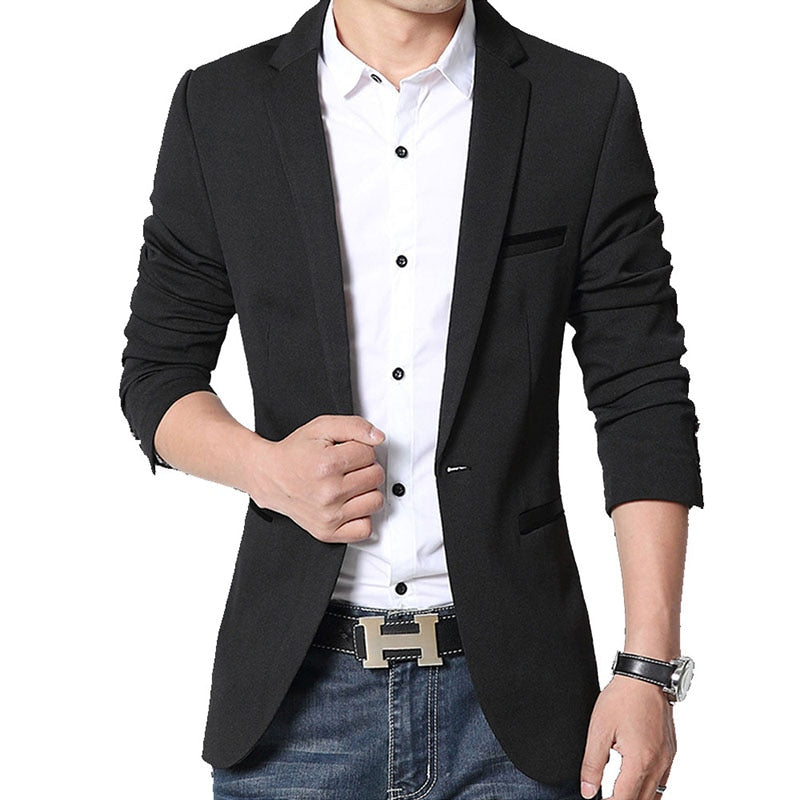 Brand Mens Casual Blazers Autumn Spring Fashion Slim Suit Jacket Men Blazer Masculino Clothing Vetement Homme M~5XL AY1415