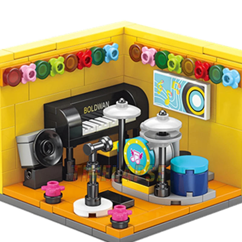 DIY Architecture Store Street View Food House Building Blocks Kit Girls Bricks Classic Movie Model Kids Toys For Children