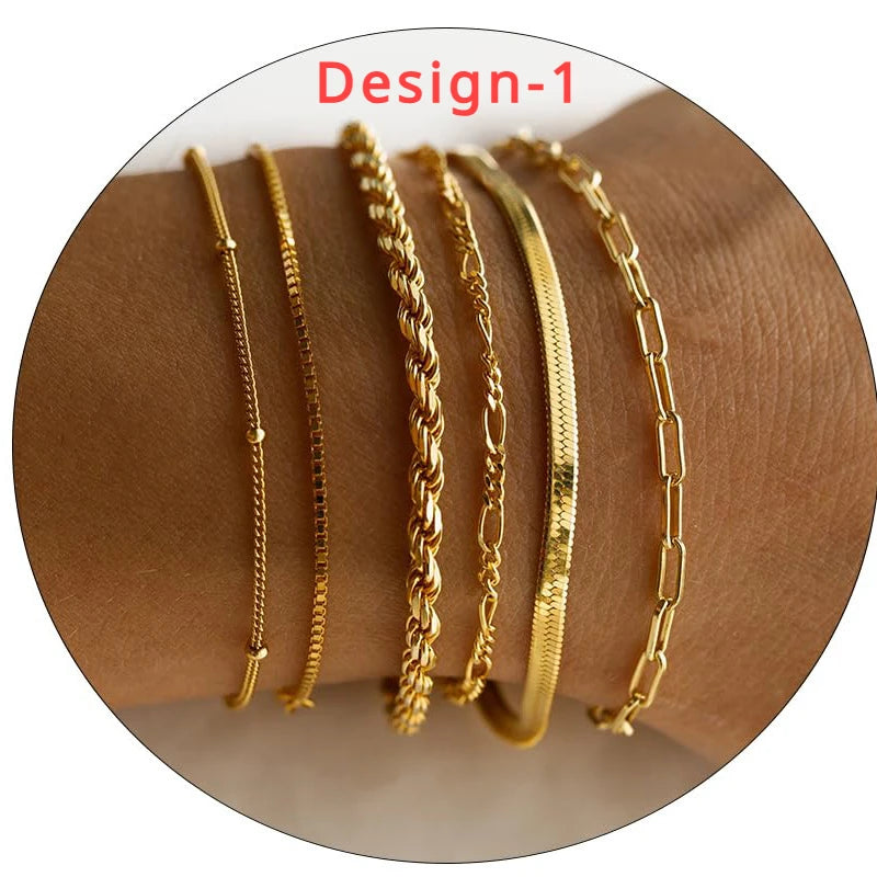 14K Gold Plated Stainless Steel WATERPROOF Layering Bracelet for Women Teen Girls, Dainty Summer Beach Boho Beaded Bracelet Set