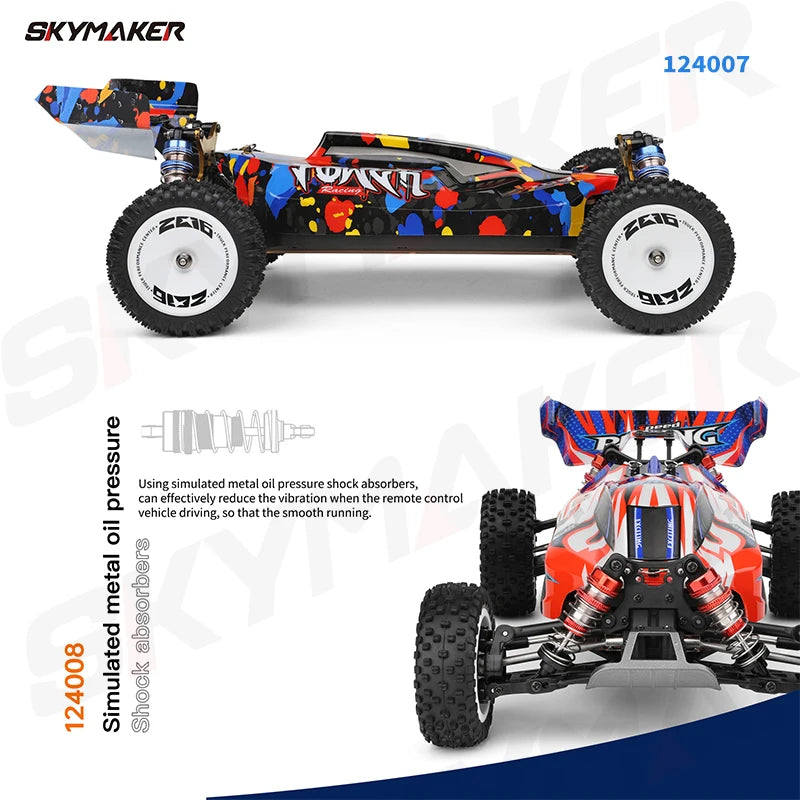 WLtoys 124007 124008 V8 1:12 Brushless RC Car 75Km/H High Speed Metal 4WD Drive Off-Road 2.4G 124016 124017 1/12 RC Car Toys
