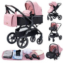 New Luxury Baby Stroller 3 in 1 Portable Travel Baby Carriage Fold Pram High Landscape Aluminum Frame Newborn Infant Stroller
