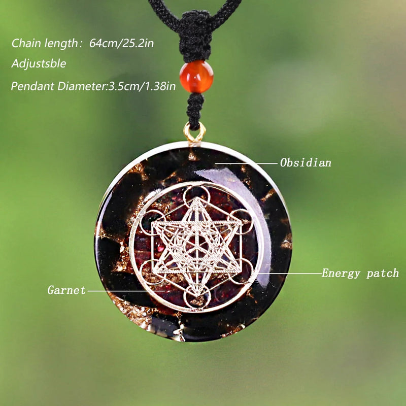 Orgonite Pendant Necklace Energy EMF Radiation Protection Obsidian Natural Stone Necklace Jewelry For Women Men Accessories
