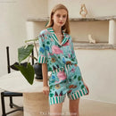 [Pink Dessert Dog] Summer Short-sleeved Pajamas Women's Ice Silk Thin Loose Large Size Home Clothes Two-piece Suit