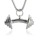 Titanium Steel Dumbbell Pendant Gym Fitness Equipment Barbell Necklace Domineering Muscular Men Fitness Leisure Sports Jewelry