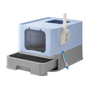 Feandrea Hidden Cat Litter Box, Cat Litter Tray with Hood, Slide-Out Tray, Scoop, Brush, Spacious for Large Cats