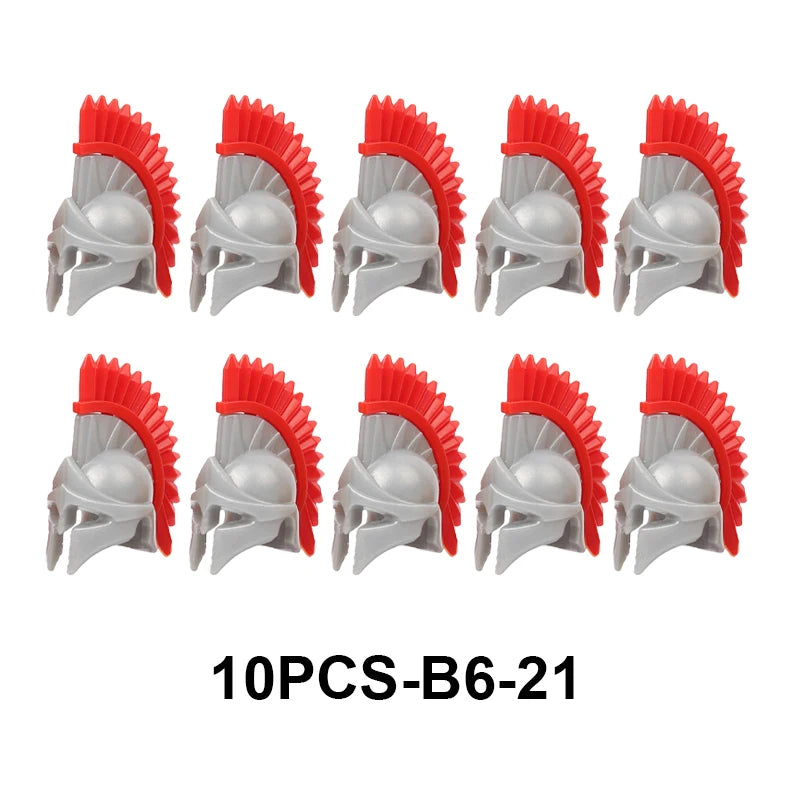 MOC Medieval Accessories Series Building Blocks Military Army Soldier Armour Shield Helmet Sword Crown Weapon Knight Bricks Toys