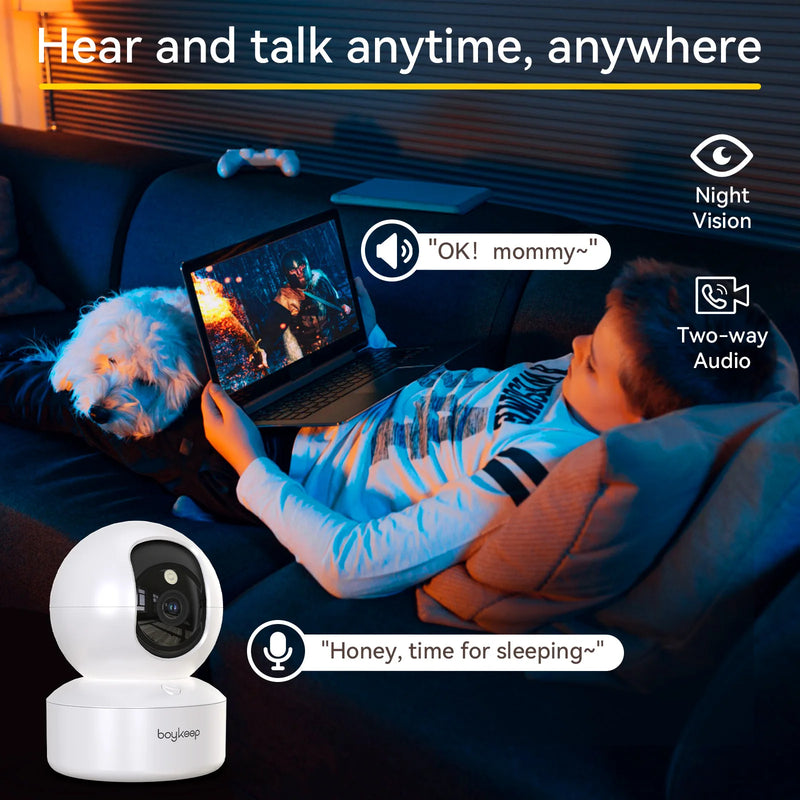 BoyKeep 3MP 5G/2.4GHz WiFi Indoor Home Security IP Smart Pet Dog Camera Automatic Tracking 24/7 Video Surveillance Camera