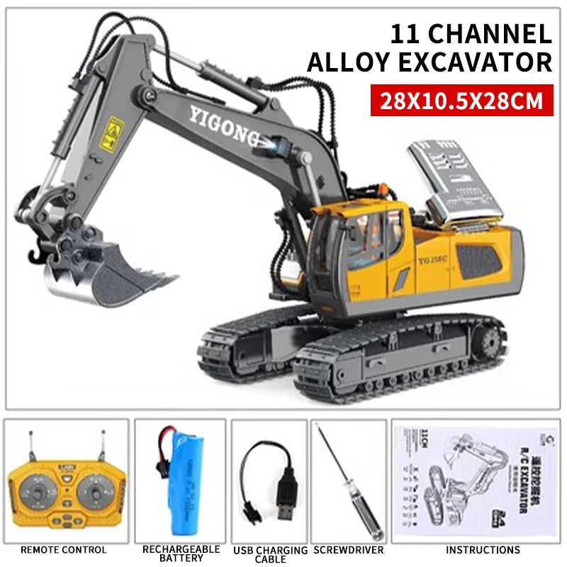 RC Car Children Toys Remote Control Alloy Car Toys For Boys Radio Control Excavator Dump Truck Bulldozer Electric Car Kids Gifts