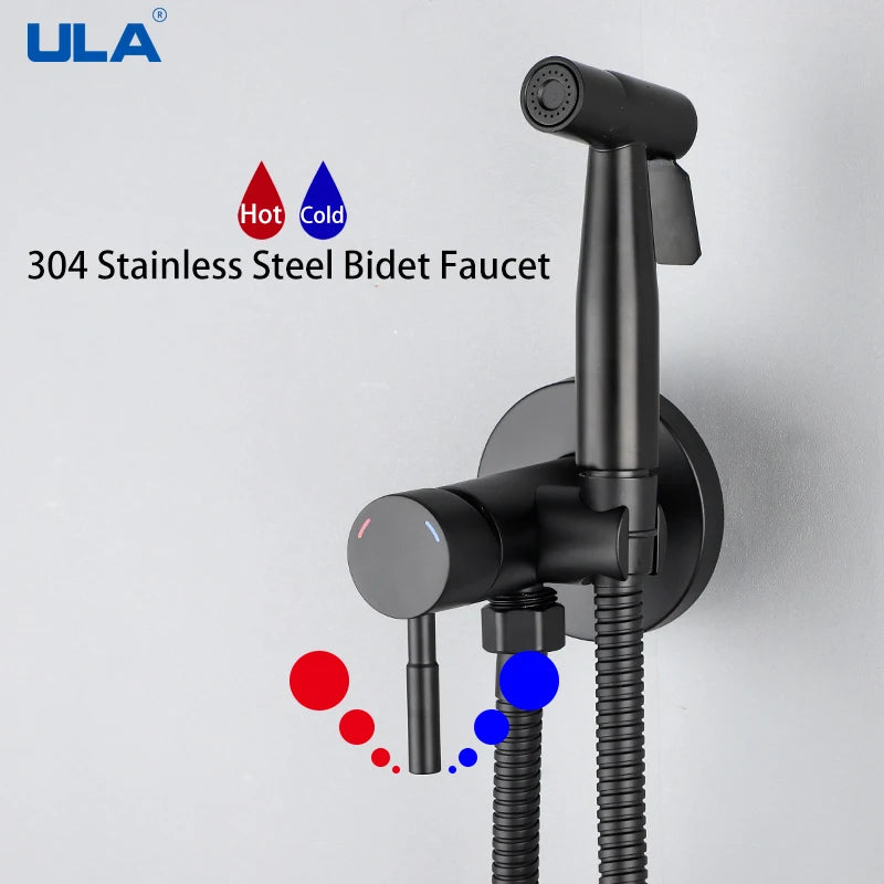 ULA Bidet Faucet Stainless Steel Portable Toilet Bidet Sprayer Set Toilet Faucet Hygienic Shower Hot Cold Water Shoer Head