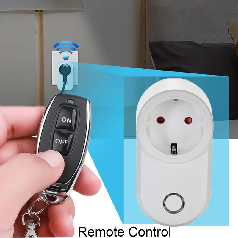 Wireless Remote Control Switch Electric Socket EU FR Universal Plug 433 Mhz 220v Smart Switch 15A Electrical Outlets For Light