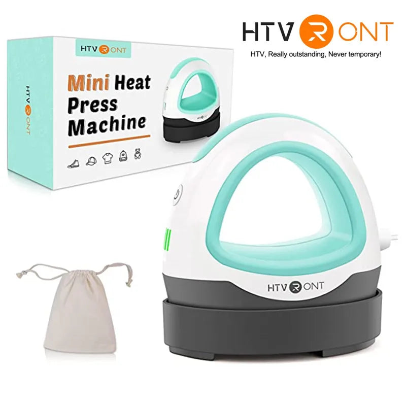 HTVRONT MINI Heat Press Machine Portable Easy Press Iron On HTV Vinyls for Cricut DIY Printing T-shirt Clothes Bags Hats Pads