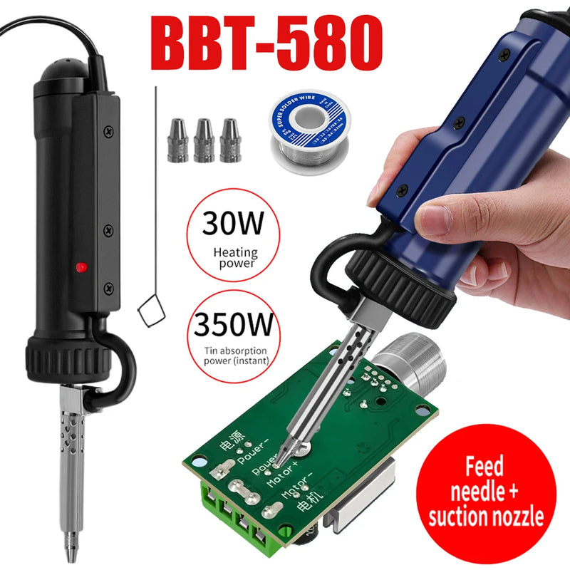 Electric Desoldering Machine Automatic Portable Electric Solder Tin Sucker Vacuum Soldering Remove Pump With Desoldering Nozzles