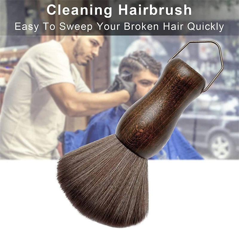 Pro Barber Haircut Duster Set Men Hairdressing Face Clean Wooden Handle Hairbrush Salon Hairdresser Styling Accessories