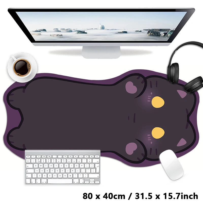 Black Void Cat Cartoon Mouse Pad, Beautiful Patterns, XXL, Non-Slip, Office, Computer, Laptop, Keyboard, Desk Mat, Mousepad