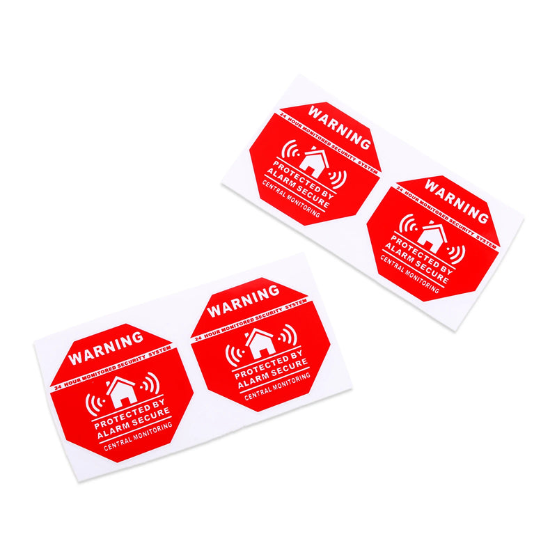 4pcs Warning Sticker "24 Hour Monitored Alarm Secure System" Self-adhesive 2.87" Safety Door Red Sign Anti-theft Decal Home Farm