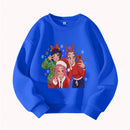 Christmas Kids Crew Neck Sweatshirt with Festive Cartoon Characters for Holiday Fun