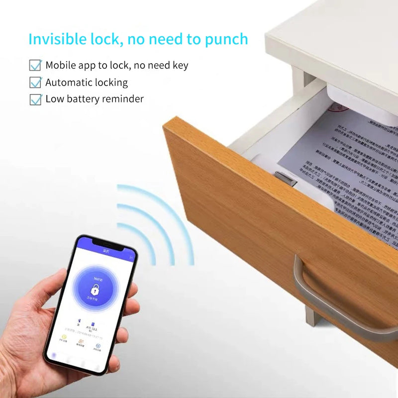 Tuya Smart Lock Home File Cabinet Furniture Drawer Electronic Lock Wireless APP Bluetooth Keyless Invisible Locks With Battery