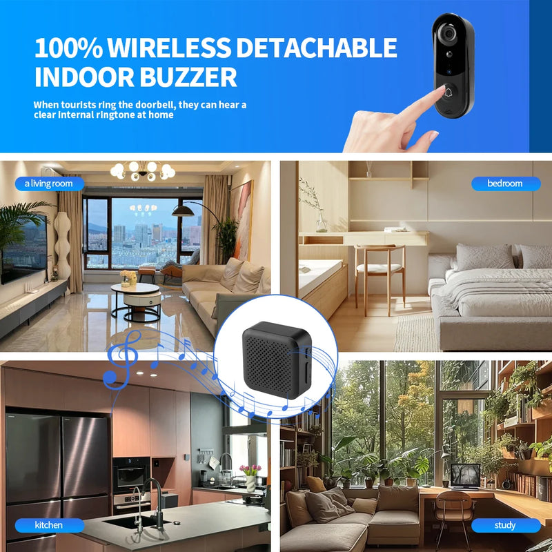 IP65 Waterproof Smart Home Security Doorbell with WiFi Connection Two-Way Audio Communication Outdoor Wireless WiFi Doorbell