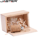 JASTER New arrival messenger bottle usb 2.0 memory stick glass drift bottle usb flash drives wooden cork pendrive 16GB 32GB 64GB